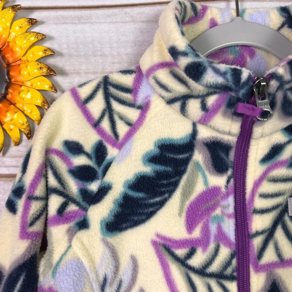 Columbia Kids Benton Springs Fleece Jacket Floral Leaf Print Full Zip